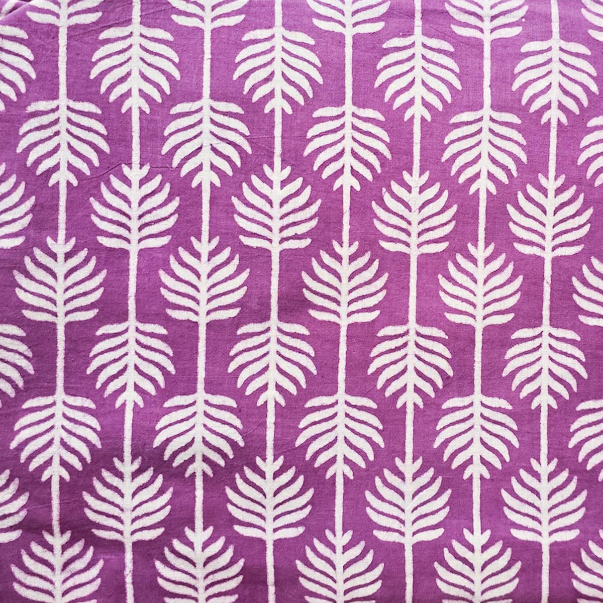 Pure Cotton Dabu Purple With Leaves Creeper Hand Block Print Fabric