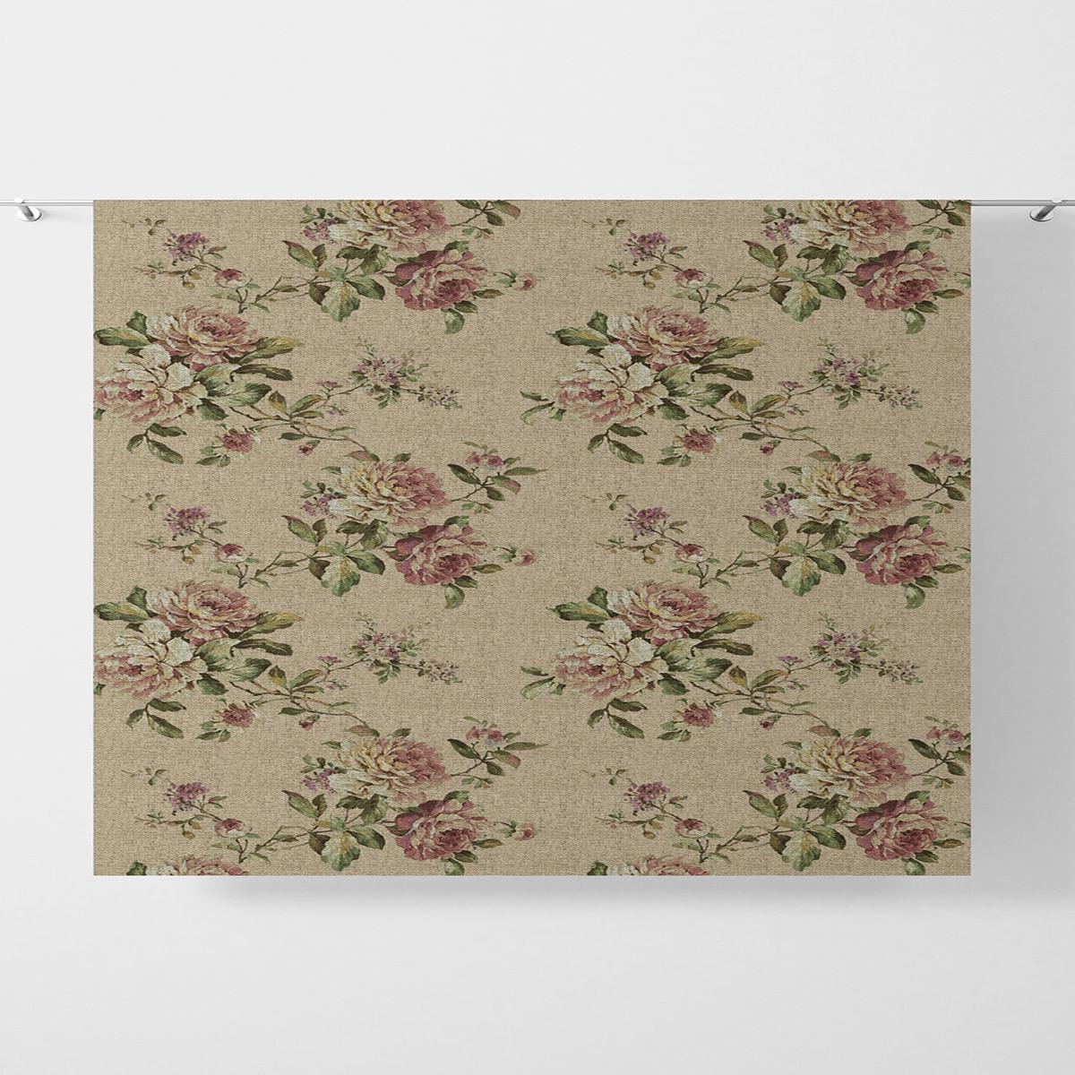 'Hibiscus' Fabric by the Yard (Ochre/ Green/ Red)