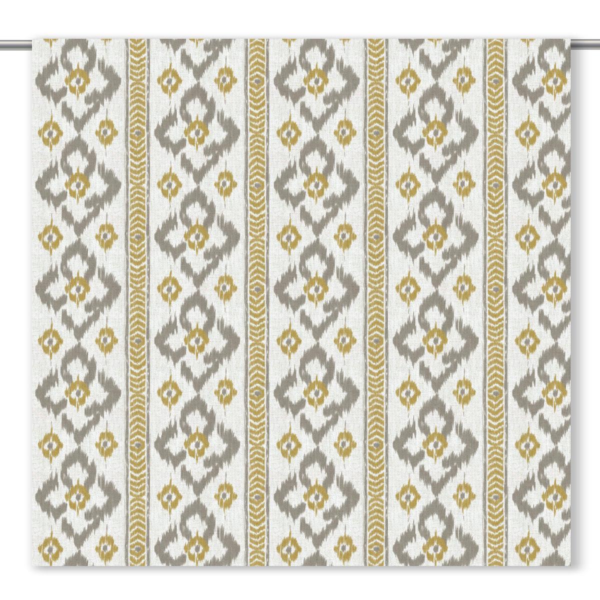 'Peaceful Signal' Fabric by the Yard (Warm Gray/ Mustard Yellow)