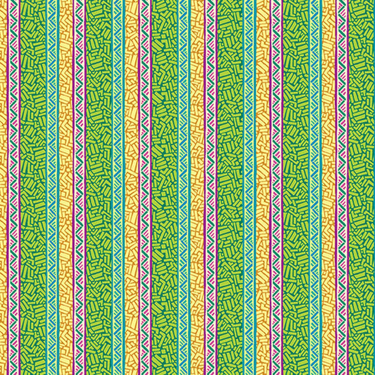 Ziggy Stripe Green Cheeto's World Cotton 44"/45" Fabric Per Yard